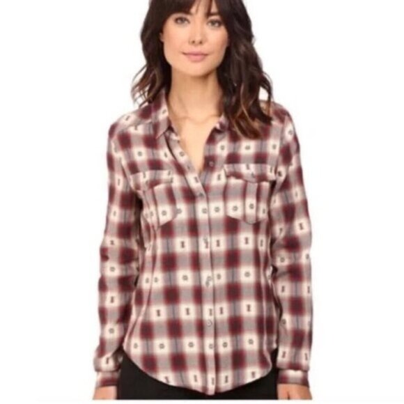 Angie Tops - Angie Red Southwestern Plaid Soft Shirt Size medium